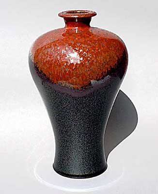 Steinzeug - Temmoku,  Ölfleck und Eisenrot, 1260°C, h 32cm, d 19cm