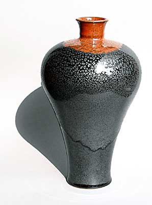 Steinzeug - Temmoku, Ölfleck und Eisenrot, 1260°C oxidierend, h 35cm, d 20cm 